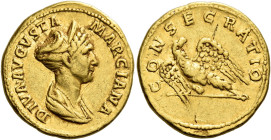Marciana, sister of Trajan 

Aureus 112 or 114, AV 20 mm, 7.22 g. DIVA AVGVSTA – MARCIANA Draped bust r., hair elaborately dressed, above which cres...