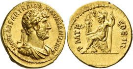 Hadrian augustus, 117 – 138

Aureus circa 121-123, AV IMP CAESAR TRAIAN HADRIANVS AVG Laureate, draped and cuirassed bust r. Rev. P M TR P COS III R...