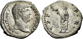 Hadrian augustus, 117 – 138 

Denarius circa 137-138, AR 18 mm, 3.16 g. HADRIANVS – AVG COS III P P Bare head r. Rev. SPES – P R Spes advancing l., ...