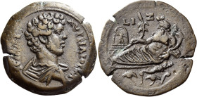 Marcus Aurelius caesar, 138 – 161 

Drachm, Alexandria 153-154 (year 17 of Antoninus Pius), Æ 34 mm, 25.32 g. M AVPHΛIOC KA ICAP Bare-headed and dra...