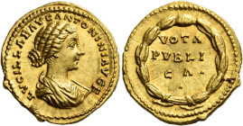 Lucilla, wife of Lucius Verus 

Aureus 164-169 or 183 (?), AV 21 mm, 7.26 g. LVCILLAE AVG – ANTONINI AVG F Draped bust r. Rev. VOTA / PVBLI / CA wit...