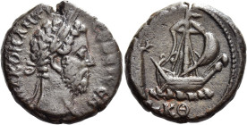 Commodus augustus, 177 – 192 

Tetradrachm, Alexandria 188-189, billon 23 mm, 11.91 g. M A KOM ANT[ω] CЄB ЄVCЄB Laureate head r. Rev. Pharos of Alex...