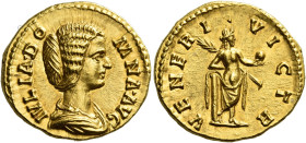 Julia Domna, wife of Septimius Severus 

Aureus 193-196 (?), AV 20 mm, 7.23 g. IVLIA DO – MNA AVG Draped bust r. Rev. VENERI – VICTR Venus, naked to...