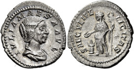 Julia Maesa, grandmother of Elagabalus and Severus Alexander 

Denarius circa 220-222, AR 20 mm, 2.82 g. IVLIA MAESA AVG Draped bust r. Rev. SAECVLI...