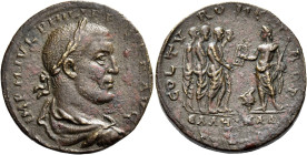 Philip I, 244 – 249 

Bronze, Tyre circa 244-249, Æ 30 mm, 18.88 g. IMP M IVL PHILLIP[V]S P F AVG Laureate, draped, and cuirassed bust r. Rev. COL T...