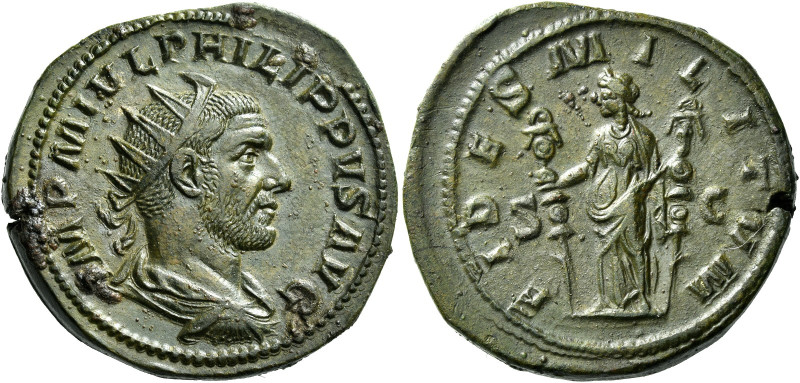 Philip I, 244 – 249

Dupondius circa 244-249, Æ 27 mm, 12.82 g. IMP M IVL PHIL...