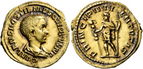 Hostilian caesar, 251 (?) 

Aureus 251, AV 20 mm, 4.57 g. C VALENS HOSTIL MES QVINTVS NC Bare-headed and draped bust r. Rev. PRINCIPI IVV – ENTVTIS ...