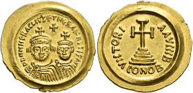 Heraclius, 5 October 610 – 11 January 641, with colleagues from January 613 

Solidus, Ravenna 613-618, AV 22 mm, 4.47 g. DD NN HERACLIYS ET HERΛ CO...