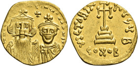 Constans II, September 641 – 15 July 678, with colleagues from 654 

Solidus 654-659, AV 20 mm, 4.40 g. [d N CONSTANTINЧS C CONSTANT] Facing busts o...