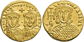 Constantine V Copronymus, 17 June 741 – 14 September 775, with Leo IV as associate ruler, from 751 

Solidus circa 757-775, AV 22 mm, 4.41 g. COnSt ...