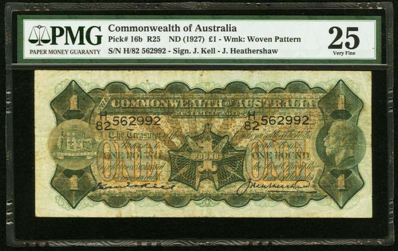Australia Commonwealth of Australia 1 Pound ND (1927) Pick 16b PMG Very Fine 25....