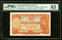 Australia Commonwealth of Australia 10 Shillings ND (1952) Pick 25d PMG Choice Uncirculated 63. 

HID09801242017