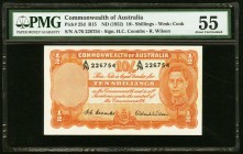 Australia Commonwealth of Australia 10 Shillings ND (1952) Pick 25d PMG About Uncirculated 55. 

HID09801242017