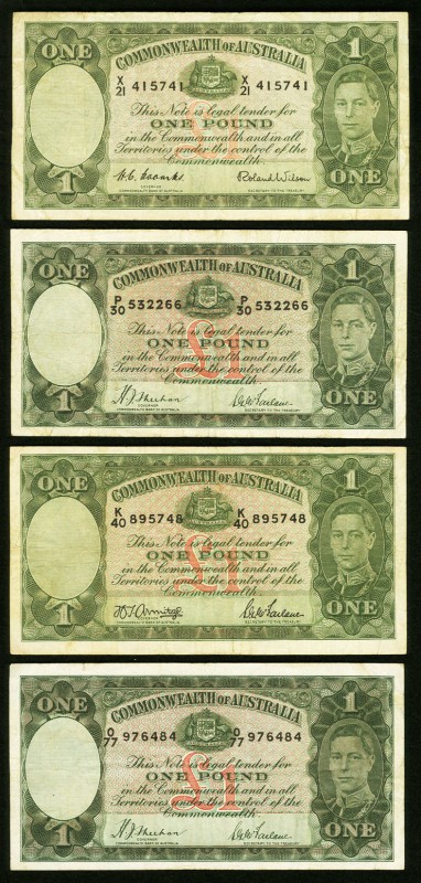 Australia Commonwealth Bank of Australia 1 Pound ND (1938) Pick 26 Group of 4 Ve...