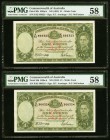 Australia Commonwealth of Australia 1 Pound ND (1942) Pick 26b Two Consecutive Examples PMG Choice About Unc 58. 

HID09801242017