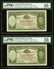 Australia Commonwealth of Australia 1 Pound ND (1952) Pick 26d Two Consecutive Examples PMG About Uncirculated 55. 

HID09801242017