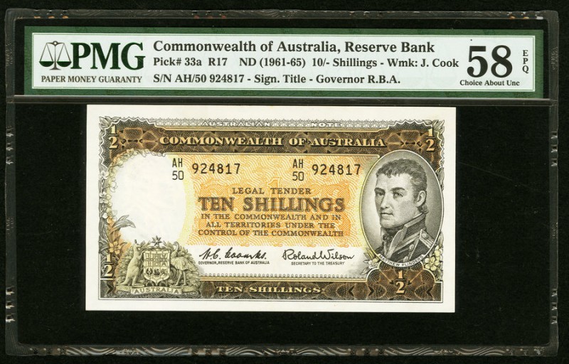 Australia Commonwealth of Australia 10 Shillings ND (1961-65) Pick 33a PMG Choic...