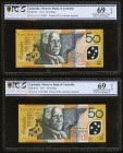 Australia Reserve Bank of Australia 50 Dollars 2001 Pick 60 Two Consecutive Examples PCGS Gold Shield Superb Gem New 69OPQ. 

HID09801242017