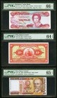 Bahamas Central Bank of the Bahamas 3 Dollars 1974 (ND 1984) Pick 44a PMG Gem Uncirculated 66 EPQ. Peru Banco Central De Reserva Del Peru 10 Soles; 5,...