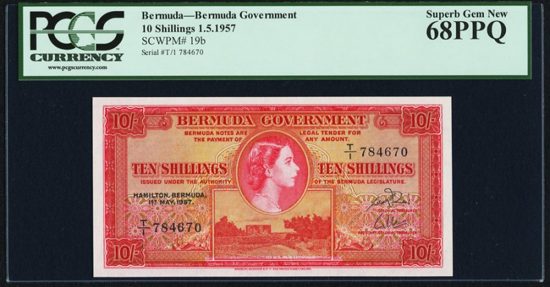 Bermuda Bermuda Government 10 Shillings 1.5.1957 Pick 19b PCGS Superb Gem New 68...