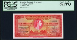 Bermuda Bermuda Government 10 Shillings 1.5.1957 Pick 19b PCGS Superb Gem New 68PPQ. 

HID09801242017