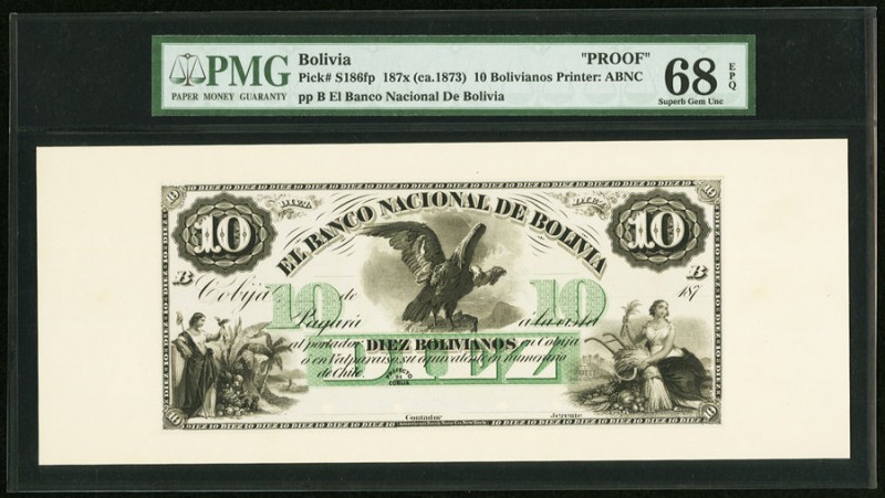 Bolivia Banco Nacional de Bolivia 10 Bolivianos 187x (ca. 1873) Pick S186fp; S18...