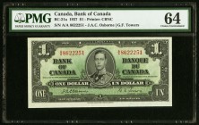 Canada Bank of Canada 1 Dollars 2.1.1937 BC-21a PMG Choice Uncirculated 64. 

HID09801242017