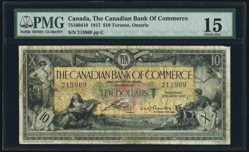 Canada Canadian Bank of Commerce 10 Dollars 2.1.1917 Ch.# 75-16-04-10 PMG Choice...