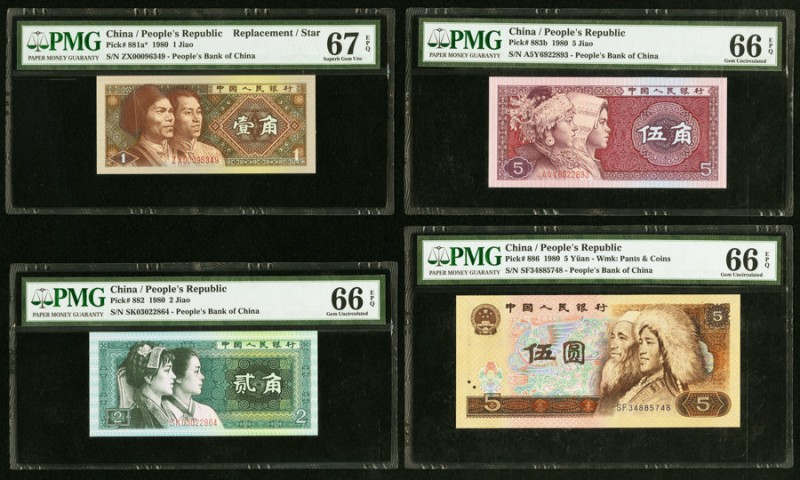 China People's Republic 1; 2; 5 Jiao 5 Yuan 1980 Pick 881a* Replacement; 882; 88...