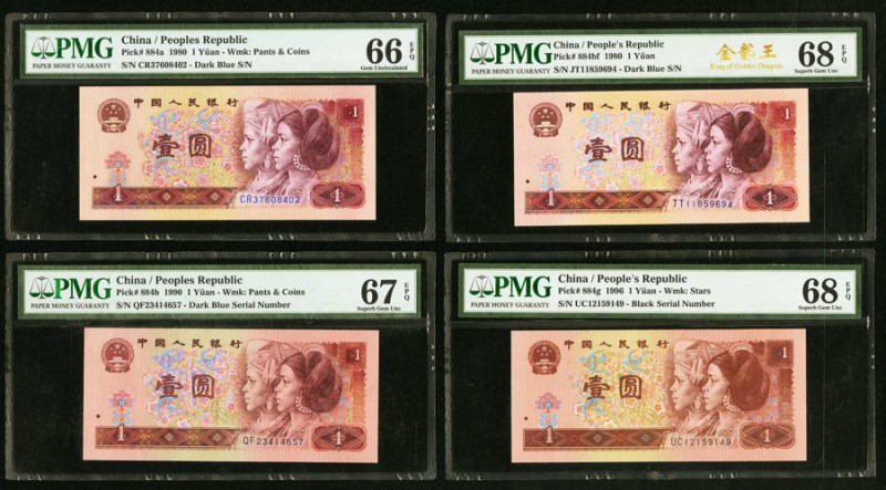China People's Republic 1 Yuan 1980; 1990; 1980; 1996 Pick 884a; 884b; 884bf; 88...