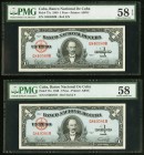 Cuba Banco Nacional de Cuba 1 Peso 1949 Pick 77a Two Consecutive Examples PMG Choice About Unc 58 EPQ; Choice About Unc 58. 

HID09801242017