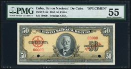 Cuba Banco Nacional de Cuba 50 Pesos 1958 Pick 81s1 Specimen PMG About Uncirculated 55. Two POCs.

HID09801242017