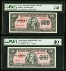 Cuba Banco Nacional de Cuba 500 Pesos 1950 Pick 83 Two Examples PMG About Uncirculated 55 Net; Extremly Fine 40 Net. Erasure; minor rust.

HID09801242...