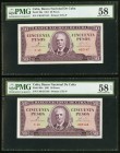 Cuba Banco Nacional de Cuba 50 Pesos 1961 Pick 98a Two Consecutive Examples PMG Choice About Unc 58; Choice About Unc 58 EPQ.. 

HID09801242017