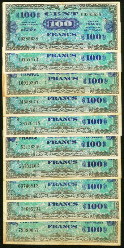 France Allied Military Currency 100 Francs Group of 20 Very Fine-Extremely Fine....