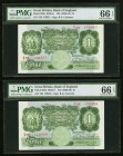Great Britain Bank of England 1 Pound ND (1929-34) Pick 363b Two Consecutive Examples PMG Gem Uncirculated 66 EPQ. 

HID09801242017