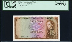 Malta Government of Malta 1 Pound 1949 (1963) Pick 26a PCGS Superb Gem New 67PPQ. 

HID09801242017