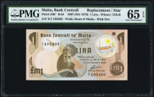 Malta Bank Centrali ta' Malta 1 Lira 1967 (ND 1979) Pick 34b* Replacement PMG Gem Uncirculated 65 EPQ. 

HID09801242017