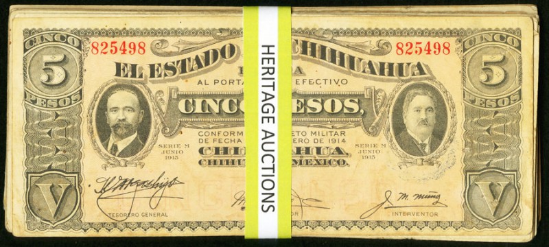 Mexico Estado de Chihuahua 5 Pesos 10.2.1914 M922 Group of 25 Very Fine or bette...