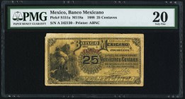 Mexico Banco Mexicano 25 Centavos 1888 Pick S151a PMG Very Fine 20. 

HID09801242017