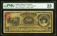 Mexico Banco de Sonora 50 Pesos 24.11.1909 Pick S422b PMG Very Fine 25. Minor insect damage.

HID09801242017