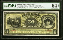 Mexico Banco de Sonora 50 Pesos ND (1899-1911) Pick S422r Remainder PMG Choice Uncirculated 64 EPQ. 

HID09801242017