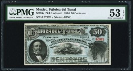 Mexico Fabrica de Tunal 50 Centavos 1884 Pick UNL PMG About Uncirculated 53 EPQ. 

HID09801242017