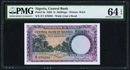 Nigeria Central Bank of Nigeria 5 Shillings 15.9.1958 pick 2a PMG Choice Uncirculated 64 EPQ. 

HID09801242017