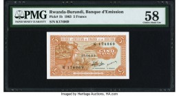 Rwanda and Burundi Banque d'Emission 5 Francs 15.4.1963 Pick 1b PMG Choice About Unc 58. 

HID09801242017