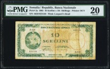 Somalia Banca Nazionale Somala 10 Scellini = 10 Shillings 1962 Pick 2a PMG Very Fine 20. Stained; annotation.

HID09801242017