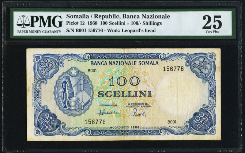 Somalia Banca Nazionale Somala 100 Scellini = 100 Shillings 1968 Pick 12 PMG Ver...