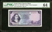 South Africa South African Reserve Bank 5 Rand ND (1966) Pick 111a PMG Choice Uncirculated 64. An English over Afrikaans variety for the Rissik signat...