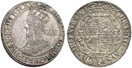 AR Shilling (30mm, 5.77 g, 12h). Type IV. York mint; mm: lion passant. Struck 1643-1644. Crowned bust left; XII (mark of value) to right / Crowned coa...