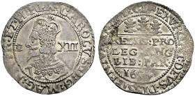 AR Shilling (30mm, 5.83 g, 2h). Declaration type. Bristol mint; mm: -/Br. Dated 1644. Crowned bust left; plume to left, XII (mark of value) to right /...